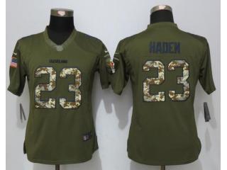 Women Cleveland Browns 23 Joe Haden Green Salute To Service Limited Jersey