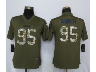 Women Cleveland Browns 95 Myles Garrett Green Salute To Service Limited Jersey