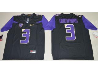 Washington Huskies 3 Jake Browning College Football Jersey Black