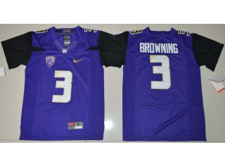 Youth Washington Huskies 3 Jake Browning College Football Jersey Purple