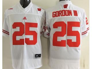 Wisconsin Badgers 25 Melvin Gordon III College Football Jersey White