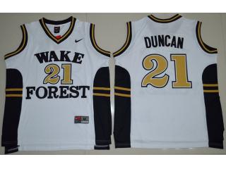 Wake Forest Demon Deacons 21 Tim Duncan College Basketball Jersey White