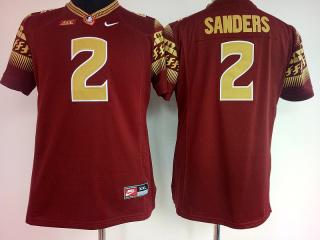 Women Florida State Seminoles 2 Deion Sanders College Football Jersey Red