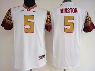 Women Florida State Seminoles 5 Jameis Winston College Football Jersey White