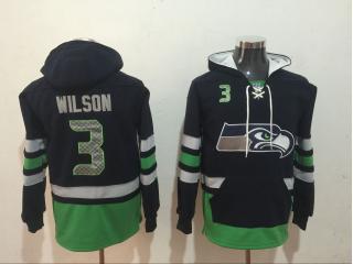 Seattle Seahawks 3 Russell Wilson Hoodies Football Jersey black