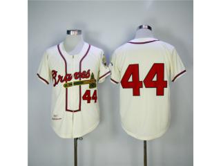 Atlanta Braves 44 Hank Aaron Baseball Jersey Beige Retro