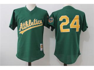 Oakland Athletics 24 Rickey Henderson Baseball Jersey Green 98 retro net eye