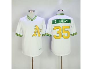 Oakland Athletics 35 Rickey Henderson Baseball Jersey White Retro