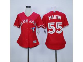 Women Toronto Blue Jays 55 Russell Martin Baseball Jersey Red