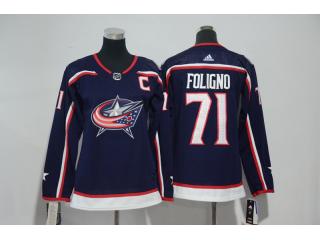 Women Adidas Columbus Blue Jacket 71 Nick Foligno Ice Hockey Jersey Navy