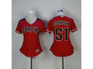 Women Arizona Diamondbacks 51 Randy Johnson Baseball Jersey Red