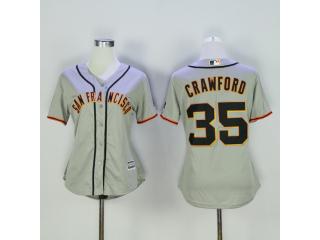 Women San Francisco Giants 35 Brandon Crawford Baseball Jersey Gray