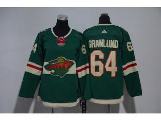 Youth Adidas Minnesota Wild 64 Mikael Granlund Ice Hockey Jersey Green