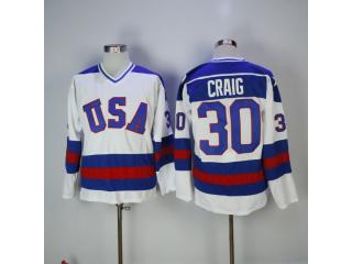 Classic USA 30 Craig Ice Hockey Jersey White