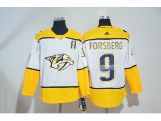 Adidas Nashville Predators 9 Filip Forsberg Ice Hockey Jersey White Yellow