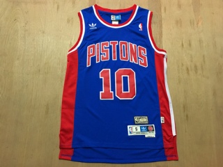 Detroit Pistons 10 Dennis Rodman Basketball Jersey Blue Throwback