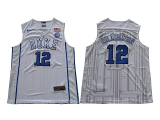 Duke Blue Devils 12 Zion Williamson Black College Basketball Jersey White