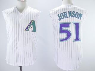 Arizona Diamondbacks #51 Randy Johnson Strips Throwback Vest Jersey White