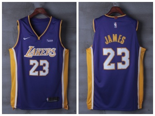 Nike Los Angeles Lakers 23 LeBron James Basketball Jersey Purple Player