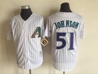 Arizona Diamondbacks 51 Randy Johnson Baseball Jersey White Strips Throwback