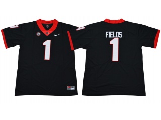 Georgia Bulldogs #1 Justin Fields Limited Jerseys Black