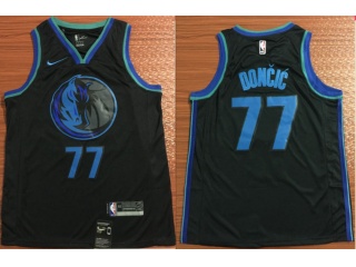 Nike Dallas Mavericks 77 Luka Doncic Basketball Jersey 2019 Black City Swingman