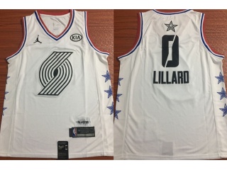 2019 All Star Portland Trail Blazers 0 Damian Lillard Basketball Jersey White