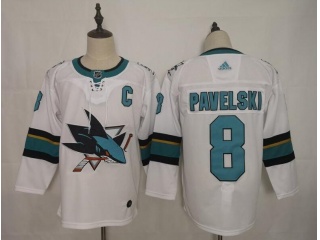 Adidas San Jose Sharks 8 Joe Pavelski Ice Hockey Jersey White