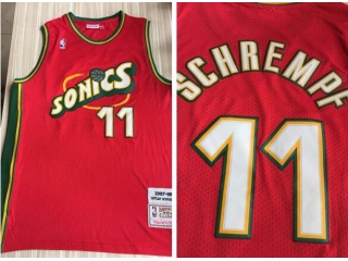 Seattle SuperSonics #11 Detlef Schrempf Throwback Jersey Red