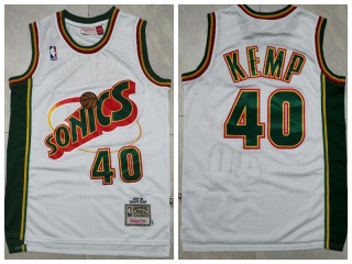 Seattle SuperSonics 40 Shawn Kemp Throwback Basketball Jersey White