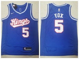 Nike Sacramento Kings 5 DeAaron Fox Classic Basketball Jersey Blue 