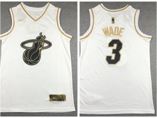 Nike Miami Heat #3 Dwyane Wade Jersey White Golden 