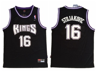 Sacramento Kings 16 Peja Stojakovic Basketball Jersey Black