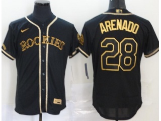 Nike Colorado Rockies #28 Nolan Arenado Flexbase Jersey Black Golden 