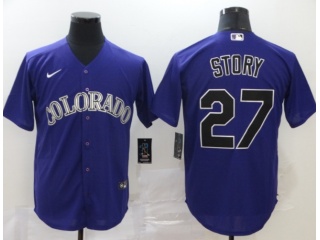 Nike Colorado Rockies #27 Trevor Story Cool Base Jersey Purple