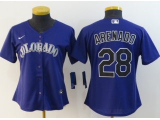 Woman Nike Colorado Rockies #28 Nolan Arenado Cool Base Jersey Purple