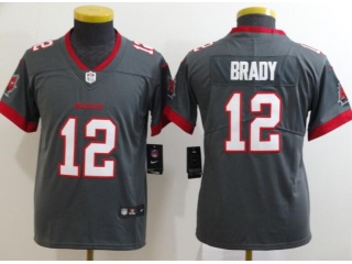 Youth Tampa Bay Buccaneers #12 Tom Brady Vapor Untouchable Limited Football Jersey Grey 