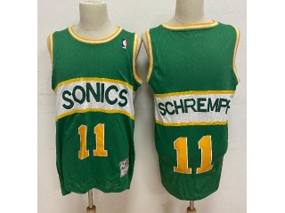 Seattle SuperSonics #11 Detlef Schrempf Hardwood Classics Jersey Green