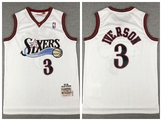 Philadelphia 76ers #3 Allen Iverson 1997-98 Throwback Jersey White