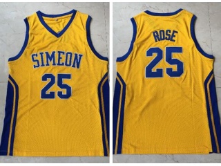 Simeon High School #25 Derrick Rose Jersey Yellow 