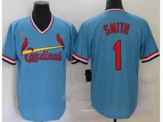 Nike St. Louis Cardinals #1 Ozzie Smith Throwback Jersey Blue 