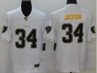 Oakland Raiders #34 Bo Jackson Limited Jersey White Golden 