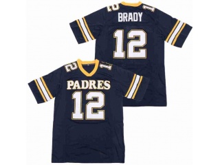 Tom Brady 12 Paders High School Football Jersey Navy Blue