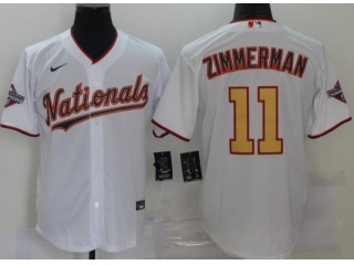 Nike Washington Nationals #11 Ryan Zimmerman With Gold Number Cool Base Jersey White 