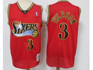 Philadelphia 76ers #3 Allen Iverson Throwback Jersey Red