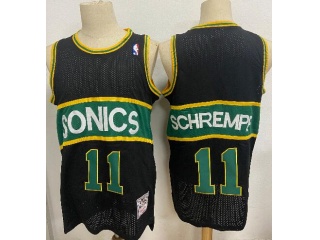 Seattle SuperSonics #11 Detlef Schrempf Throwback Jersey Black