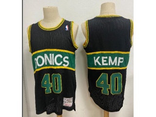 Seattle SuperSonics #40 Shawn Kemp Throwback Jersey Black