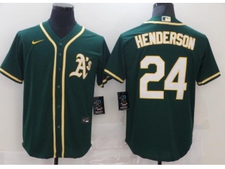 Nike Oakland Athletics #24 Rickey Henderson Cool Base Jersey Green