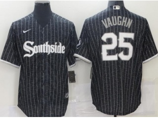 Nike Chicago White Sox #25 Andrew Vaughn Southside 2021 City Cool Base Jerseys Black 