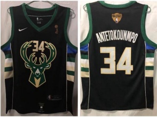 Nike Milwaukee Bucks #34 Giannis Antetokounmpo Champion Jersey Black